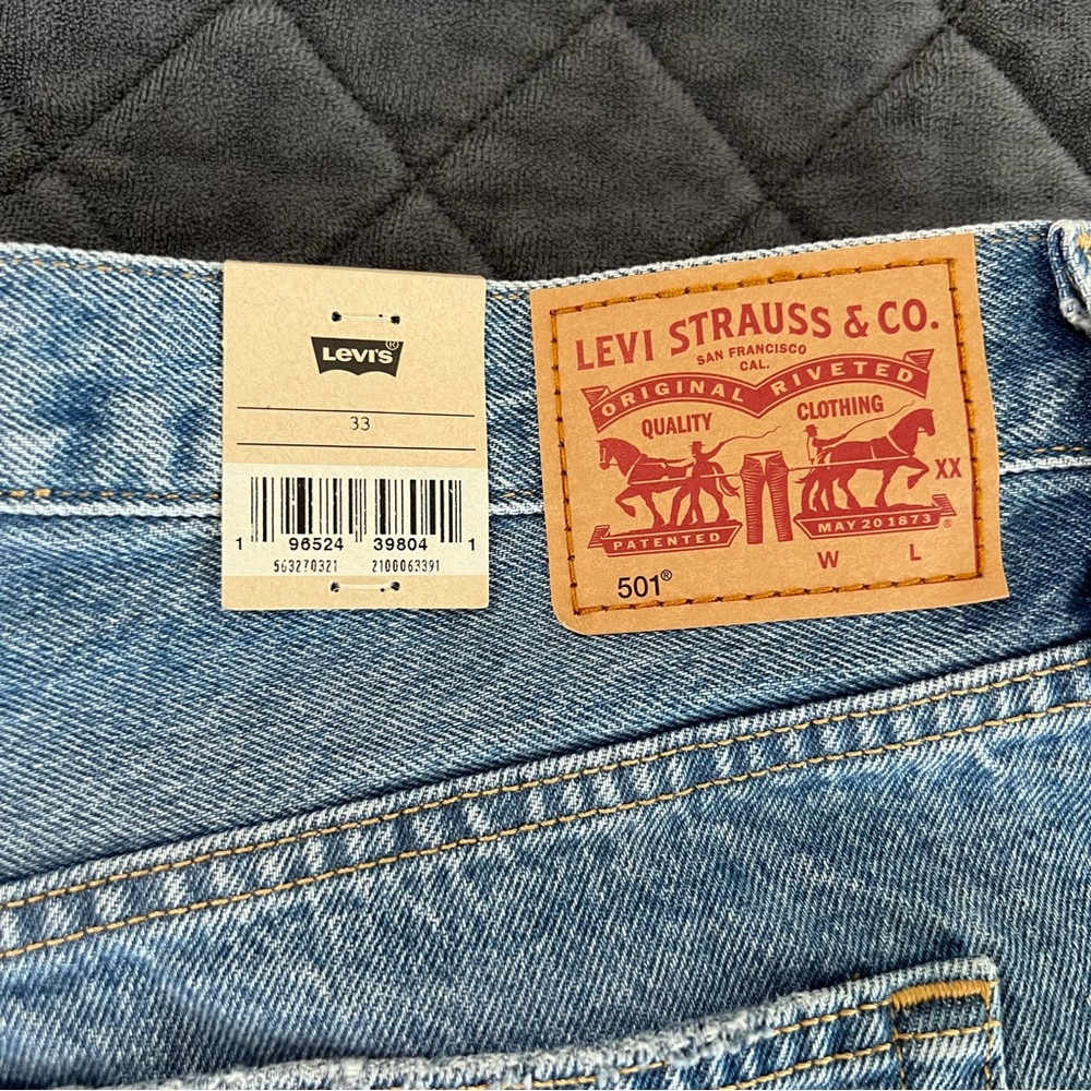 Levi's Distressed Light Blue Denim Jean Shorts - Picture 7 of 11